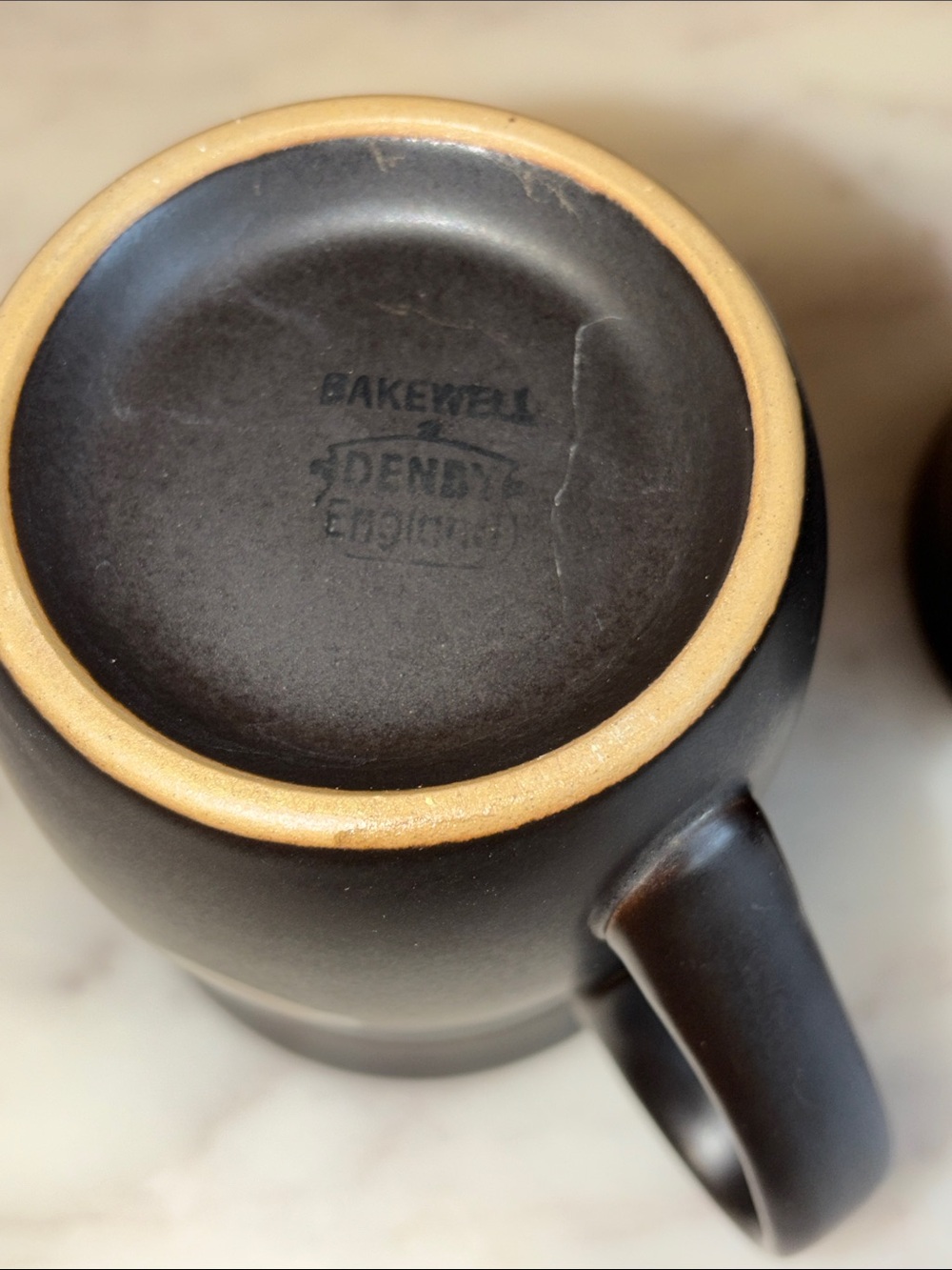Denby Bakewell Black Ceramic Mug with Gold Floral Motif - Set of 2 - Picture 7 of 7